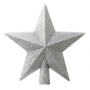  glitteres ezst szn csillag alak manyag cscsdsz 20 cm