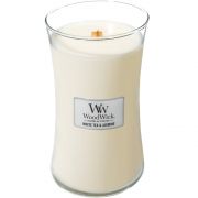 WoodWick White Tea & Jasmine illatgyertya 'nagy' veg illatgyertya