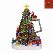  Luville mozgó karácsonyfa díszítés mikulással adapterrel, LED világítással 27x21,5x39 cm