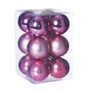  3 féle rózsaszín műanyag gömbdísz 6 cm-es méretben, 12 db-os csomagban