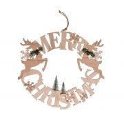  Fali dekor Merry Christmas felirattal, led vilgtssal 46x46,5x1,5 cm